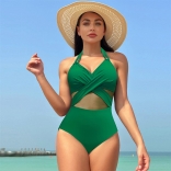 Green One Pieces Women Swimwear Bikinis