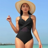 Black Ribbon One Pieces Women Swimwear Bikinis