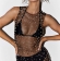 Black Lace Sexy Pearls Sleeveless Crop Tops