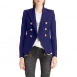 Navy Fashion Long Sleeve Women Casual Suit Coat