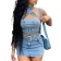Blue JEANS Two Pieces Halter Tops Bodycon Jeans Mini Dress Sets