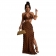 Brown Sexy Sleeveless Hollow Out Ruffles Women Party Long Dress