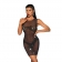 Black Sleeveless Mesh Rhinestones Bodycon Sexy Cub Dress