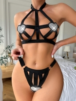 Black Sexy Diamonds Women Bra & Brief Sets