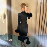 Black Sexy See Through Mesh Party Club Long Dress