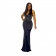 Black Sleeveless V Neck Rhinestones Long Women Evening Prom Dress