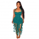 Green Sexy Tassels Women Party Dance Evening Clubwear