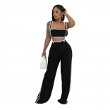 Black Sexy Top Two Pieces Halter Neck Fashion Women Casual Overalls