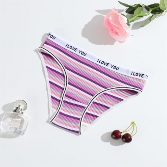 Purple Striped Sexy Briefs Women G-Thong Underwear