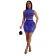 Blue Sleeveless Mesh Rhinestone Crop Top Party Bodycon Mini Dress