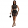 Black Sleeveless Mesh Rhinestone Crop Top Party Bodycon Mini Dress