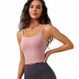 Pink Women Sexy Paded Gym Sports Casual Camisole Underwear