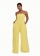 Yellow Off Shoulder Pleated Bodysuit Waist Chiffon Women Fashion Jumpsuits