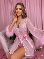Pink Lace Bra & Briefs Sets Sexy Underwear Sexy Erotic Uniform