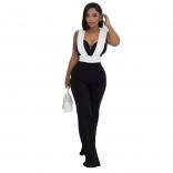 White Halter V Neck Elastic Prom Women Party Wide Leg Jumpsuit