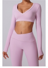 Pink Flare Leggings Yoga Pants Women High Waist Wide Leg Gym Pants Set