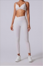 White Strapless V Neck Crop Tops Fiteness Bodycon Skinny Pants Yoga Sports Dress