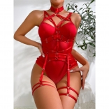 Red Bandage Erotic Women Sexy Body Suits Cosplay Costumes