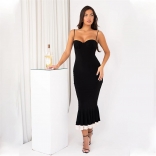 Black Long Sleeve Shawl Strapless Women Sexy Luxury Party Prom Skirt Dress Sets