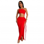 Red Off Shoulder Braided Evening Elegant Prom Sexy Slit Bandage Long Dress