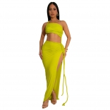 Yellow Off Shoulder Braided Evening Elegant Prom Sexy Slit Bandage Long Dress