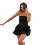 Black Sexy Off Shoulder Ruffles Foral Sexy Women Skirt Dress