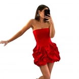Red Sexy Off Shoulder Ruffles Foral Sexy Women Skirt Dress