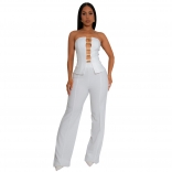 White Off Shoulder Hollow Out Gilding Two Pieces Sexy Pant Sets