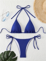 Royal Blue Women's Sexy Lace Up Striped Swimming Bikini Sets