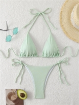 Mint Green Women's Sexy Lace Up Striped Swimming Bikini Sets