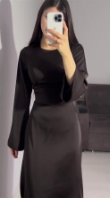 Brown Elegant Women Party Long Sleeve Back Lace Up Formal Long Dress