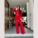 Red Lace Hollow Out Long Sleeve Patchwork Casual Women Sexy Jumpsuit