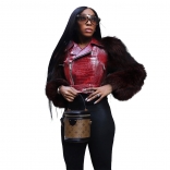 Red Long Sleeve Fur Zipper Faux Leather Street Women Party Jacket