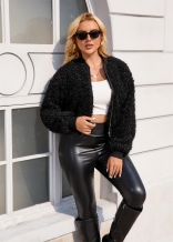 Black Long Sleeve Trendy Women's Casual Fleeve Jacket