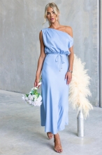 Blue Off Shoulder Fashion Women Vacation Party Long Dress