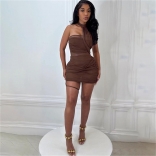 Claret Slash Neck Mesh See Through Bodycon Mini Party Dress
