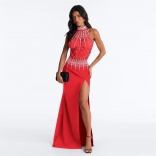 Black Halter Lace Waist Fashion Mini Skirt Club Dress