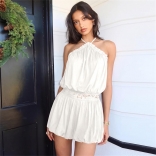 Black Halter Lace Waist Fashion Mini Skirt Club Dress