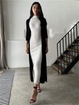 White Sleeveless Knited Women Casual Waisted Bodycon Midi Dress
