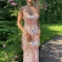 Red Printed Straps Low Cut Bodycon Party Vacation Long Dress