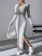 Gray Long Sleeve V Neck Knitting Bodycon Women Midi Casual Dress