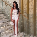 White Off Shoulder Lace See Through Bodycon Club Dress