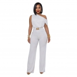 White One Shoulder Elegant Women Party Bodycon Jumpsuits