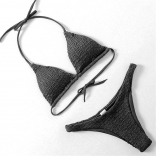 Black Pleating Triangle Bikini