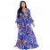Blue Long Sleeve Summer Chiffion Women Maxi Dress