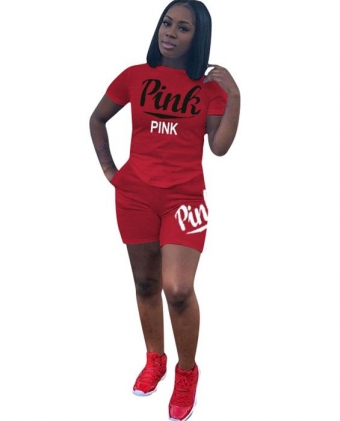 Red Fashion Women PINK Printed Pant Sets