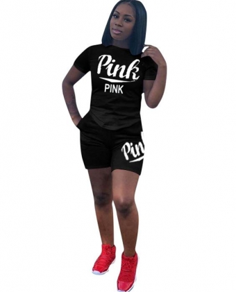 Black Fashion Women PINK Printed Pant Sets