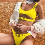 Yellow Strap Women Sexy Swimwear