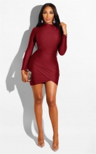 Red Long Sleeve Bodycons Women Mini Dress