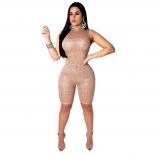 Golden Sleevless O-Neck Sequins Sexy Bodycons Rompers